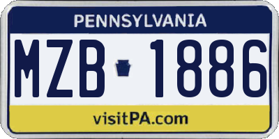 PA license plate MZB1886