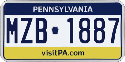 PA license plate MZB1887