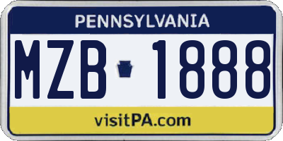 PA license plate MZB1888