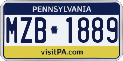 PA license plate MZB1889