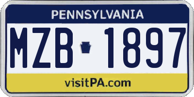 PA license plate MZB1897