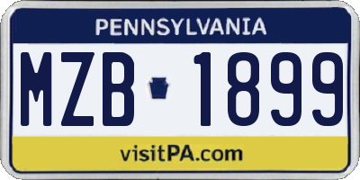 PA license plate MZB1899