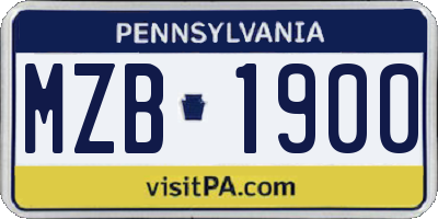 PA license plate MZB1900