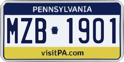 PA license plate MZB1901