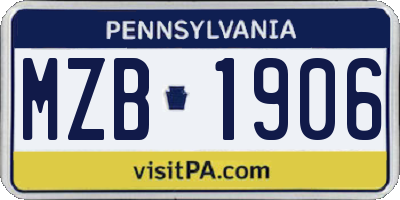 PA license plate MZB1906