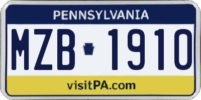 PA license plate MZB1910