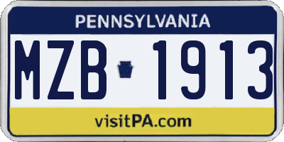 PA license plate MZB1913