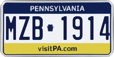 PA license plate MZB1914