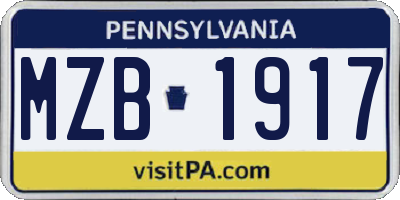 PA license plate MZB1917