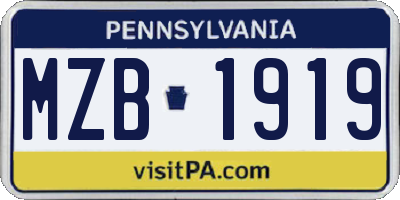 PA license plate MZB1919