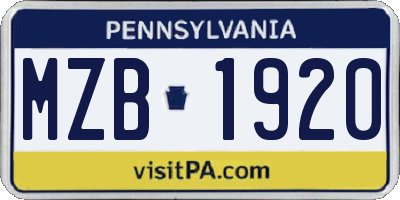 PA license plate MZB1920