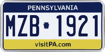 PA license plate MZB1921