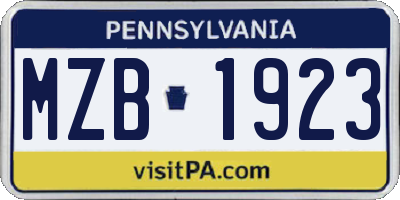 PA license plate MZB1923