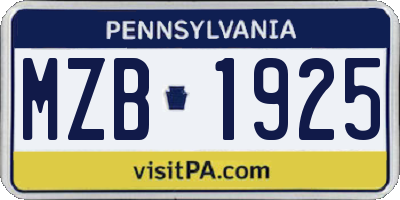 PA license plate MZB1925