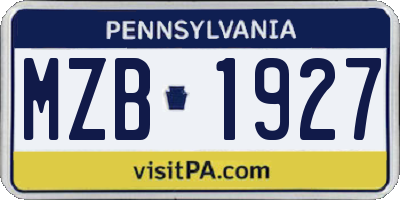 PA license plate MZB1927