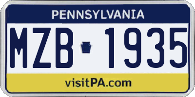 PA license plate MZB1935