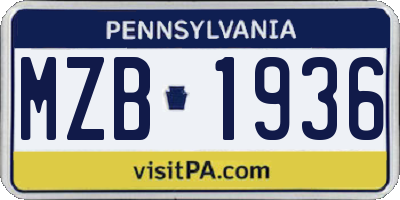 PA license plate MZB1936