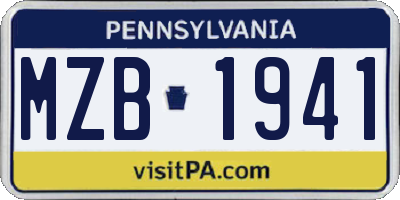 PA license plate MZB1941