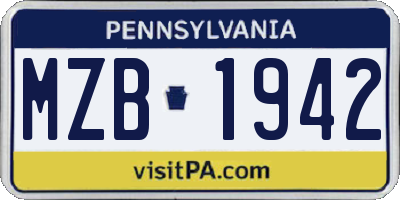 PA license plate MZB1942