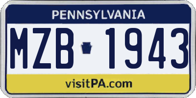 PA license plate MZB1943