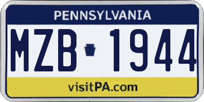 PA license plate MZB1944