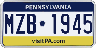 PA license plate MZB1945