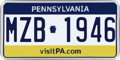 PA license plate MZB1946