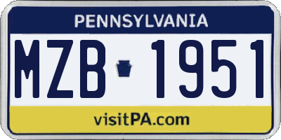 PA license plate MZB1951