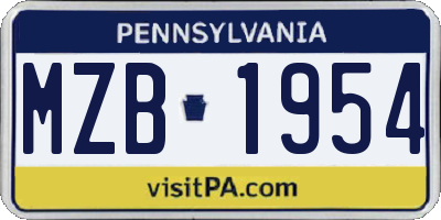 PA license plate MZB1954