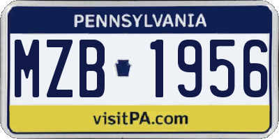 PA license plate MZB1956