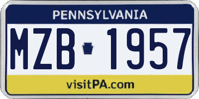PA license plate MZB1957