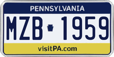 PA license plate MZB1959