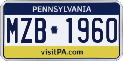PA license plate MZB1960