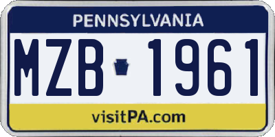 PA license plate MZB1961
