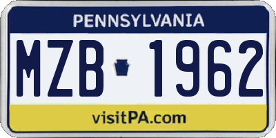 PA license plate MZB1962