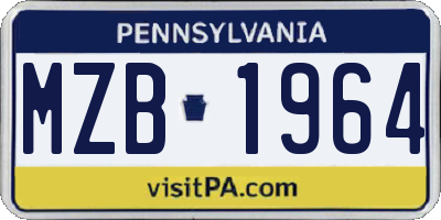 PA license plate MZB1964