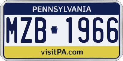 PA license plate MZB1966