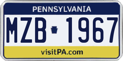 PA license plate MZB1967