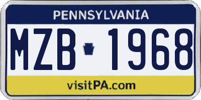 PA license plate MZB1968