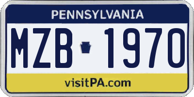 PA license plate MZB1970