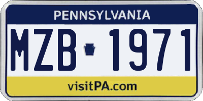 PA license plate MZB1971