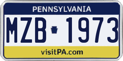 PA license plate MZB1973