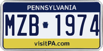 PA license plate MZB1974