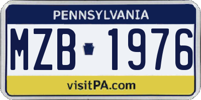 PA license plate MZB1976