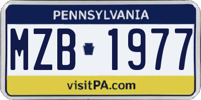 PA license plate MZB1977