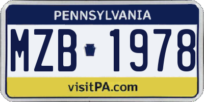 PA license plate MZB1978