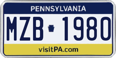 PA license plate MZB1980