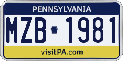 PA license plate MZB1981