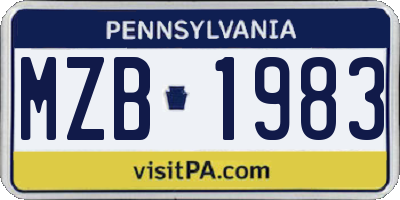 PA license plate MZB1983
