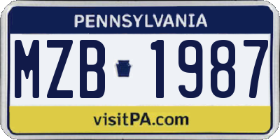 PA license plate MZB1987